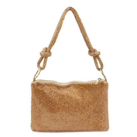 Bolso de fiesta con nudo y cristales brillantes - Dorado