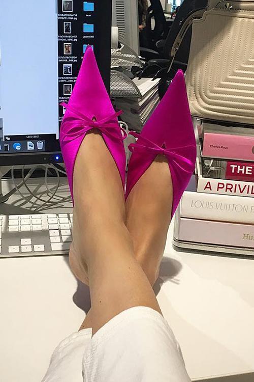 Pointed Toe Low Heel Mules Flip Flop â Omcne