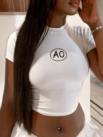 Short Sleeve Logo Crop Top