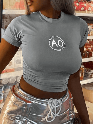 Short Sleeve Logo Crop Top