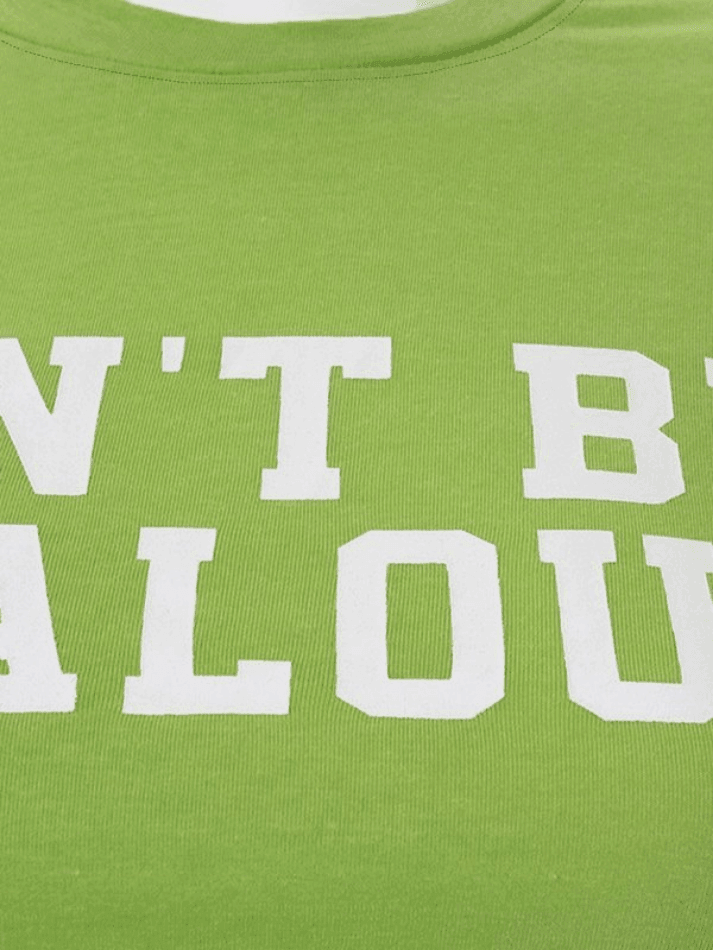 Short Sleeve Slogan Printed Crop Top