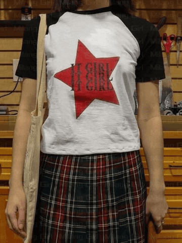 Short Sleeve Star Print Baby Crop Top