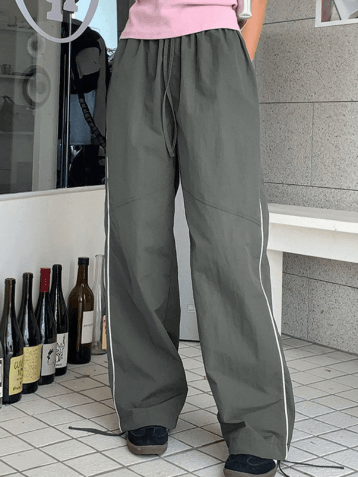 Side Piping Baggy Wide Leg Pants