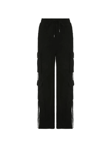 Side Stripe Black Cargo Jeans