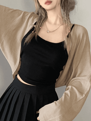 Simple Long Sleeve Cropped Shrug Cardigan