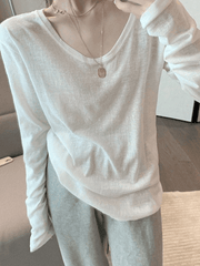 Simple Solid Color Long Sleeve Tee