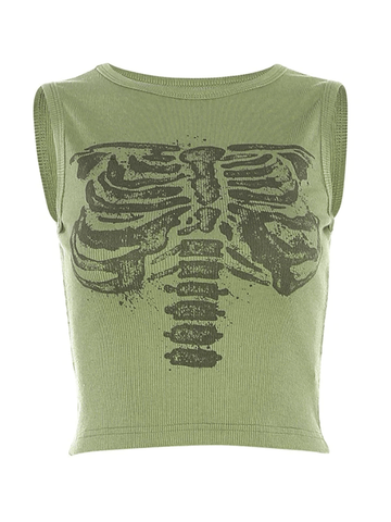 Kurzes Cami-Top mit Totenkopf-Print