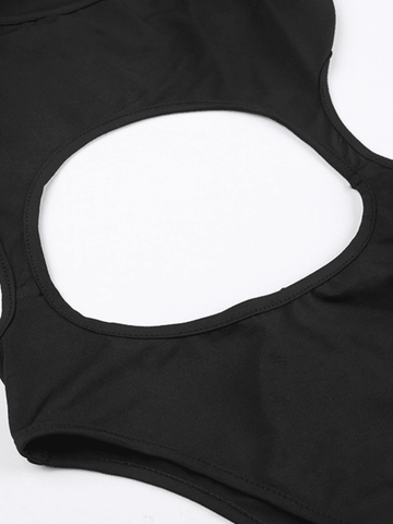 Ärmelloser schwarzer Bodysuit mit Cut-outs