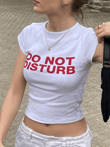 Weißes Crop-Top mit Slogan-Print