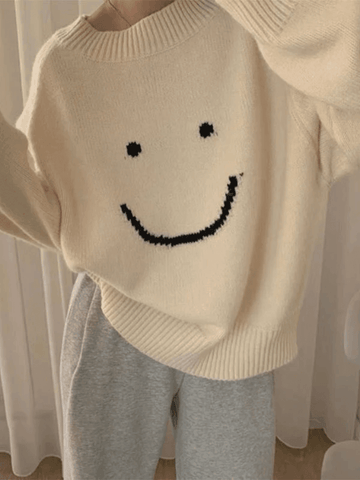 Pullover mit Smiley-Muster