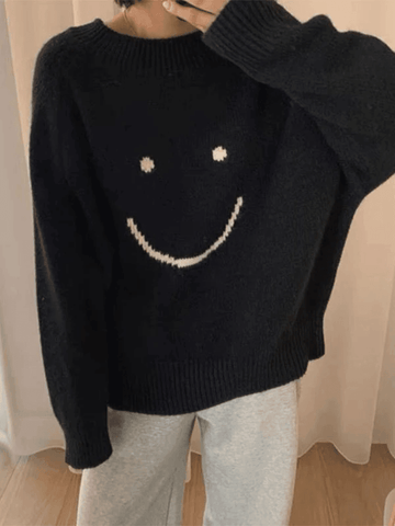 Pullover mit Smiley-Muster