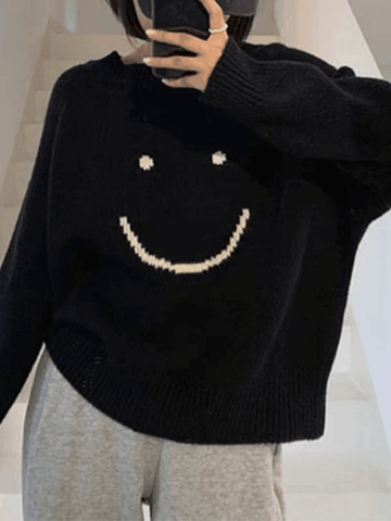 Pullover mit Smiley-Muster