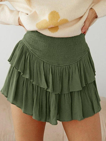 Smock Tiered Ruffle Mini Skirt