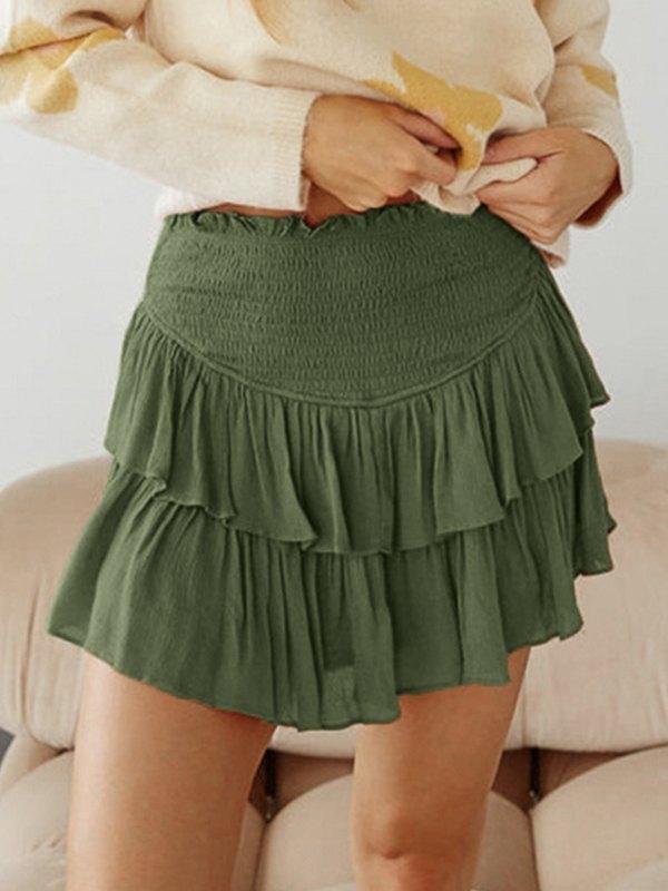 Smock Tiered Ruffle Mini Skirt