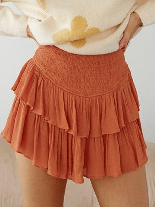 Smock Tiered Ruffle Mini Skirt