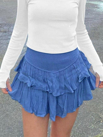 Smock Tiered Ruffle Mini Skirt