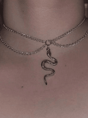 Snake Pendant Double Layer Necklace