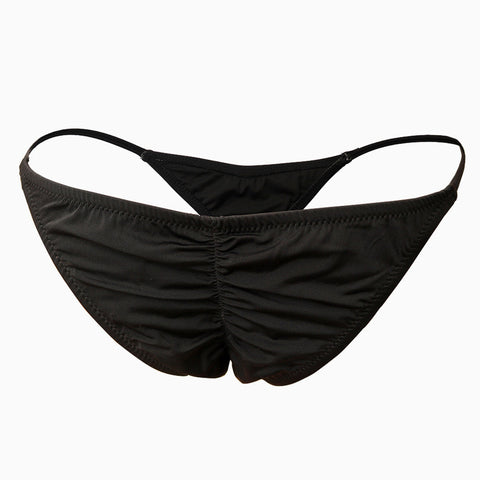 String Scrunch Cheecky Bikini Bottom - Black