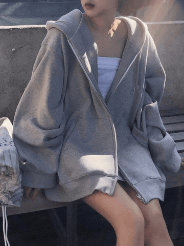 Solid Color Fleece Lined Zip-Up Hoodie