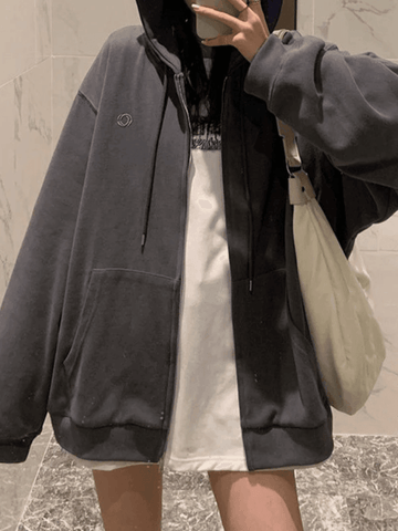 Solid Color Zip Up Hoodie