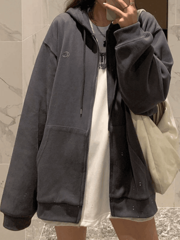 Solid Color Zip Up Hoodie