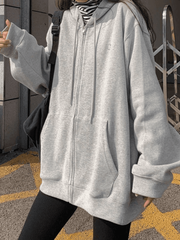Solid Color Zip Up Hoodie