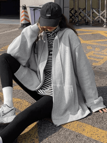 Solid Color Zip Up Hoodie