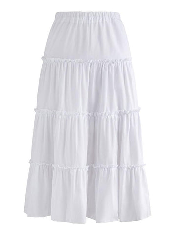 Falda midi escalonada de color liso