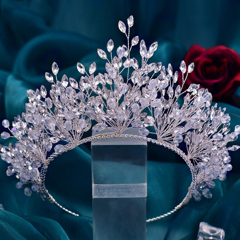 Diadema de novia con cristales y efecto rama brillante - Plateada