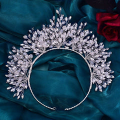 Sparkling Branch Effect Crystal Embellished Bridal Headband - Silver