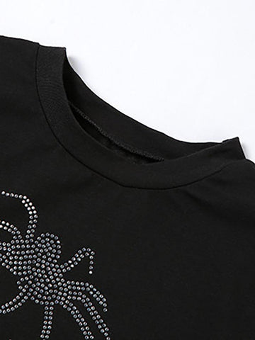 Spider Studded Short Sleeve Crop Top