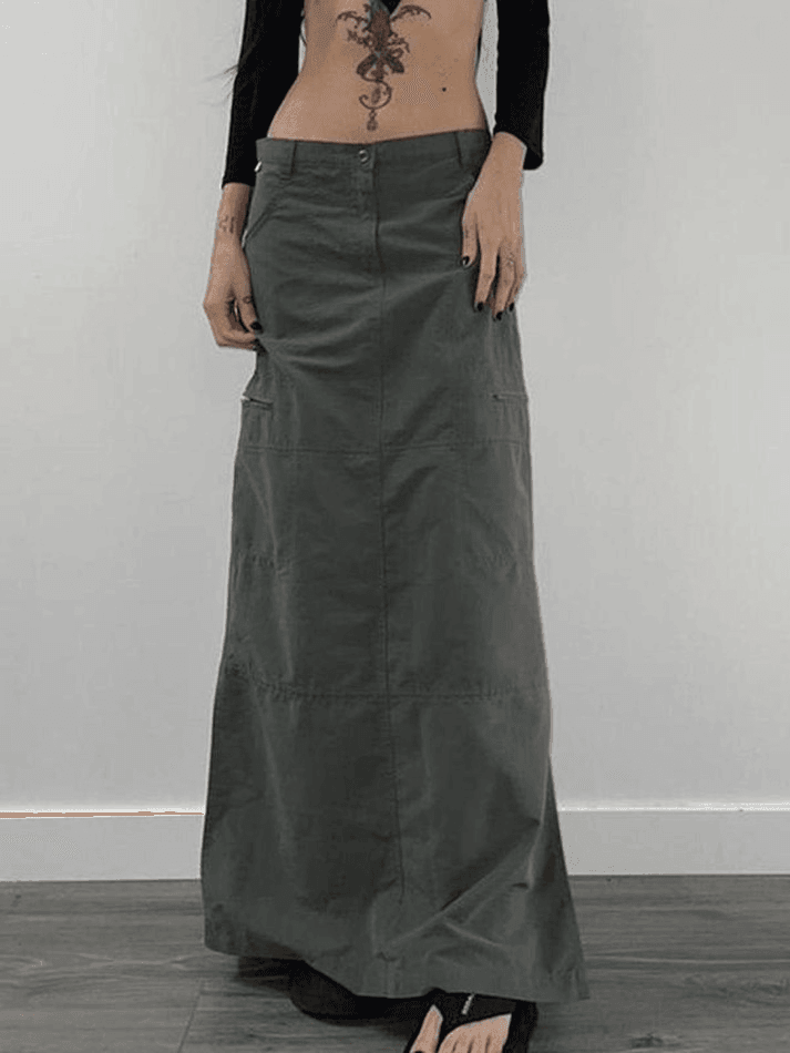 Split Y2K Low Waist Cargo Skirt