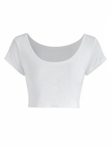 Square Neck Solid Crop Top