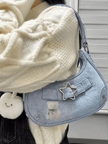 Star Embellish Pu Shoulder Bag