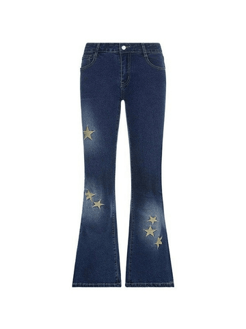 Star Embroidered Flare Jeans