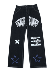 Star Letter Graphic Cargo Jeans