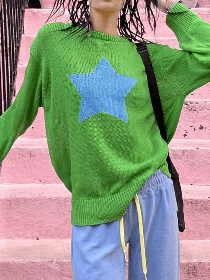 Star Pattern Semi Sheer Knit Top