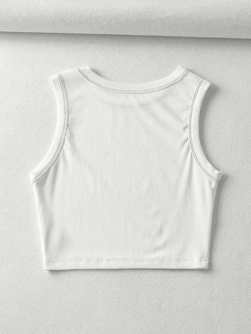 Geripptes Crop-Tanktop mit Ziernähten