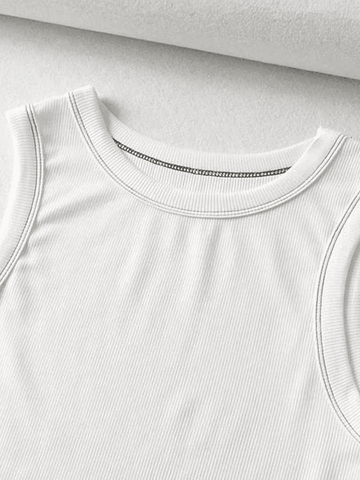 Stitched Detail Ribbed Crop Tank Top