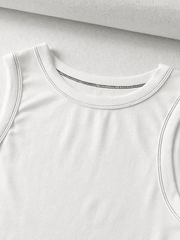 Stitched Detail Ribbed Crop Tank Top