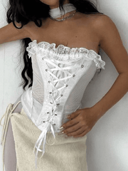 Strapless Paneled Lace Corset Top