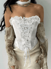 Strapless Paneled Lace Corset Top