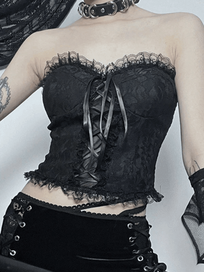 Strapless Smocked Lace Corset Top