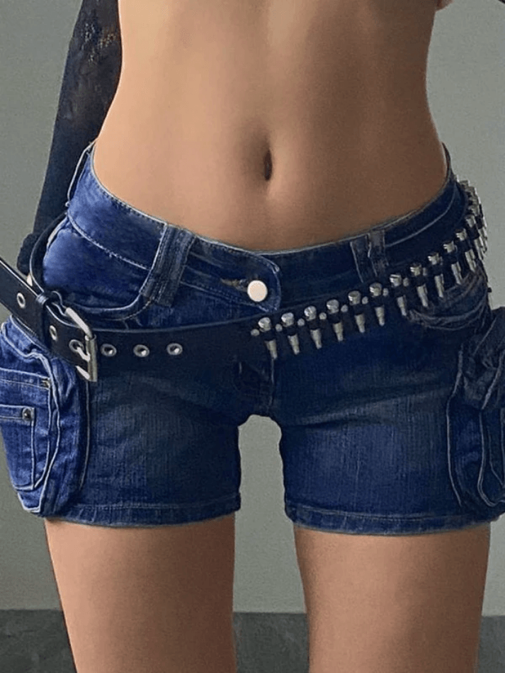 Shorts vaqueros de tiro bajo estilo urbano