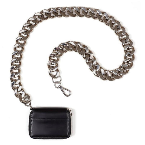 Street Style Chunky Chain Vegane Micro Mini Crossbody Tasche - Schwarz