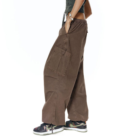 Street Style Multi Pocket Weites Bein Baggy Cargohose - Braun