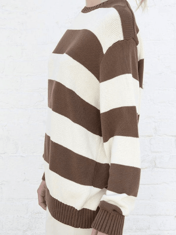 Striped Crew Neck Knit Sweater