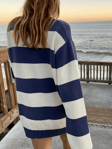 Striped Crew Neck Knit Sweater