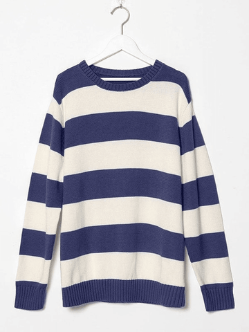 Striped Crew Neck Knit Sweater