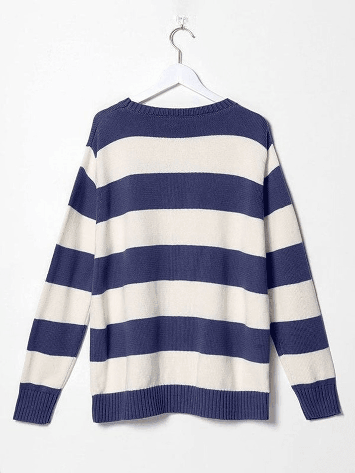 Striped Crew Neck Knit Sweater